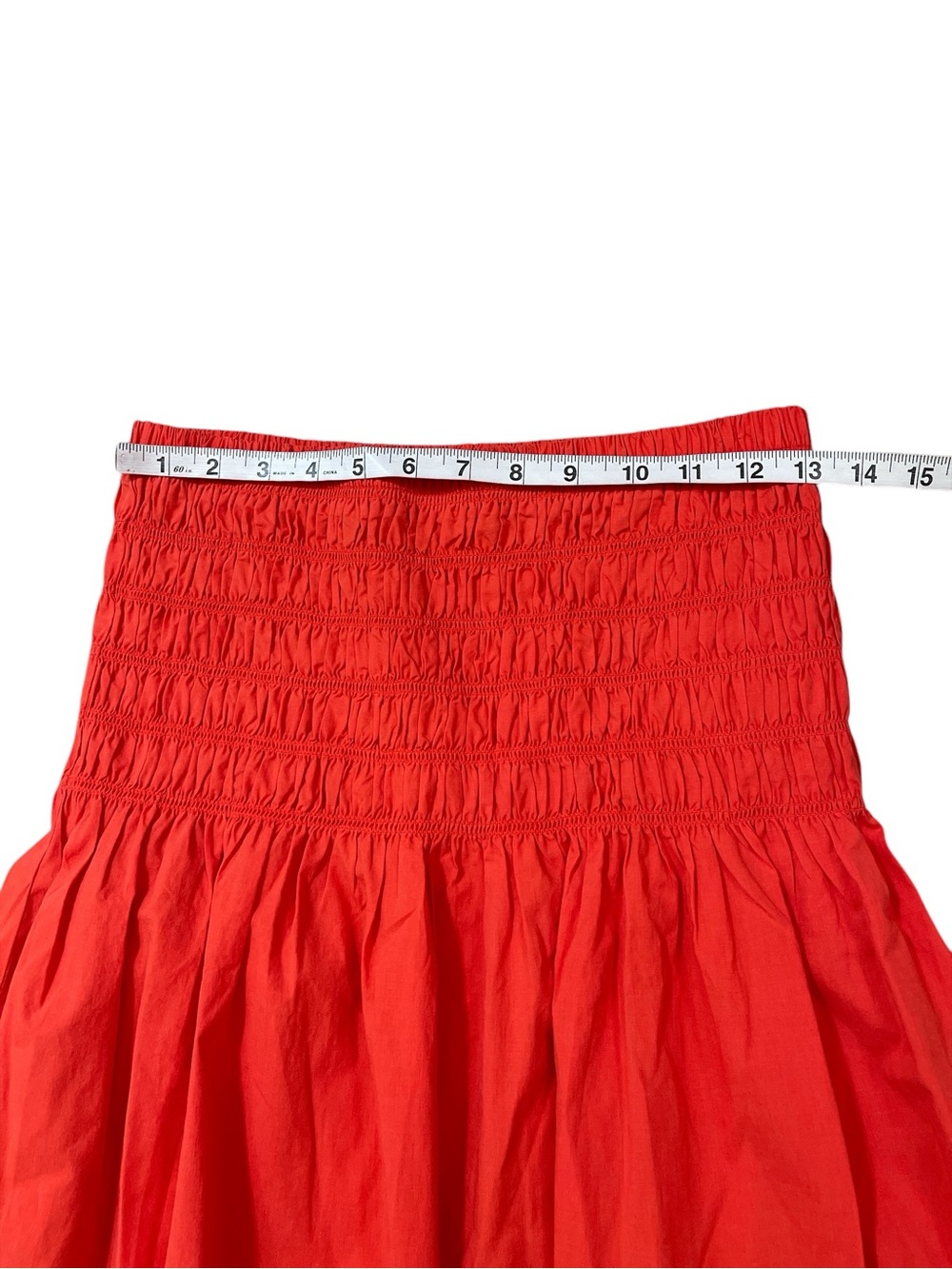 Rails Selena Grenadine Orange Smocked Cotton Blend Midi Skirt - Picture 3 of 6